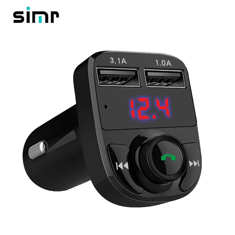 Simr автомобиля MP3 аудио плеер FM передатчик Громкая связь 5V 4.1A зарядное устройство для автомобиля с двумя портами USB Bluetooth автомобильный набор, свободные руки,