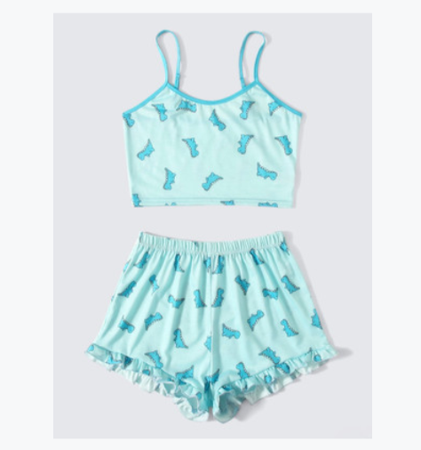New Fashion Women Two-pieces Short Sets For sleep Custon Printed Women Cartoon pajamas Summer Fashion ladies sleepwear