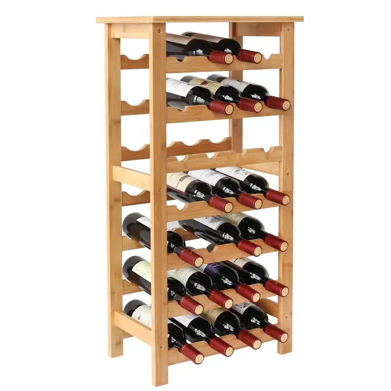 Amazon Brand New Bamboo Wine Rack Floor Wine Storage Rack 28 Bottles Holder Freestanding Display Rack