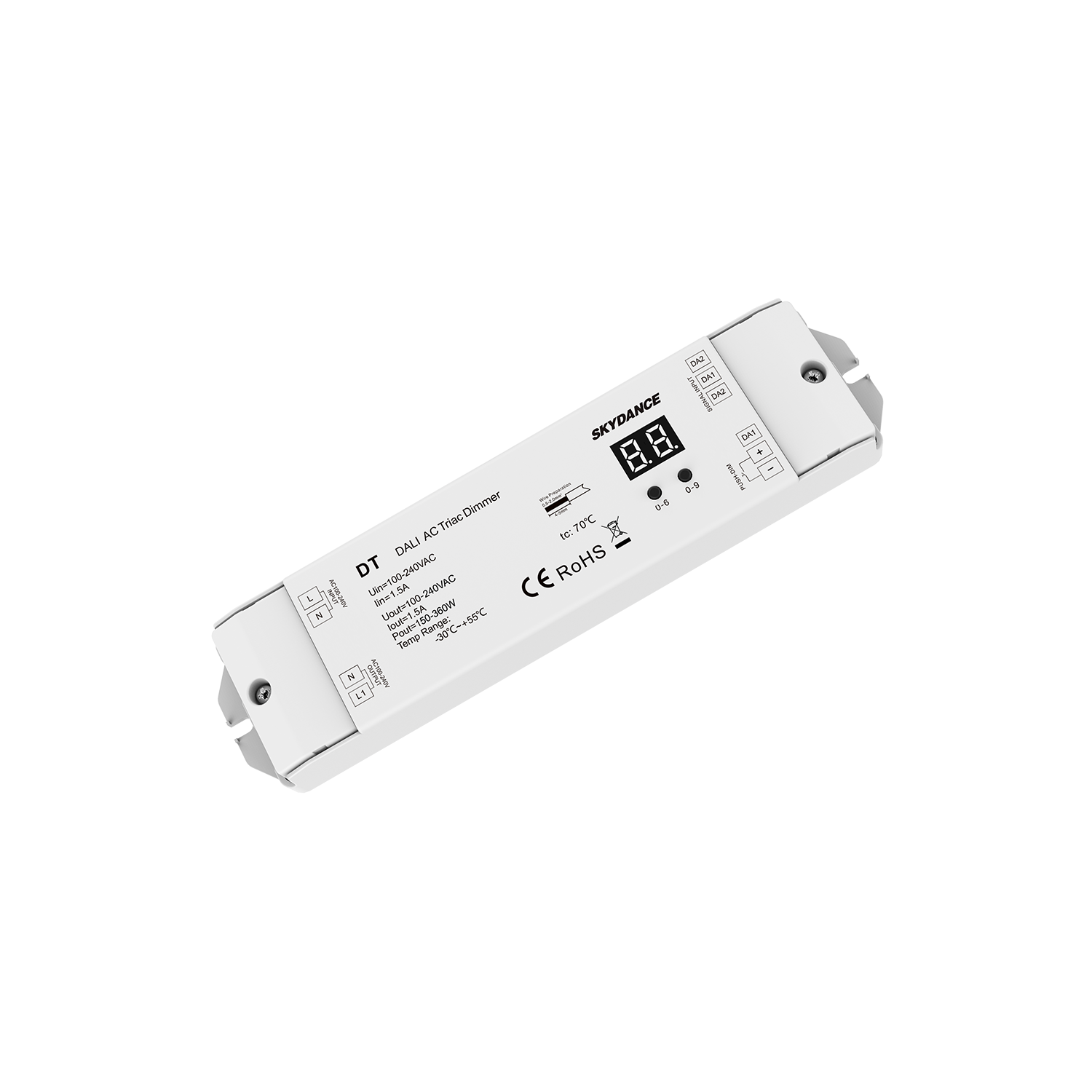 Skydance горячая Распродажа DT 100-240VAC 1 канал с цифровым адресным интерфейсом AC Triac диммер пуш-ап тусклый с цифровым адресным интерфейсом контроллер для одного цвета светодиодный цифровой дисплей