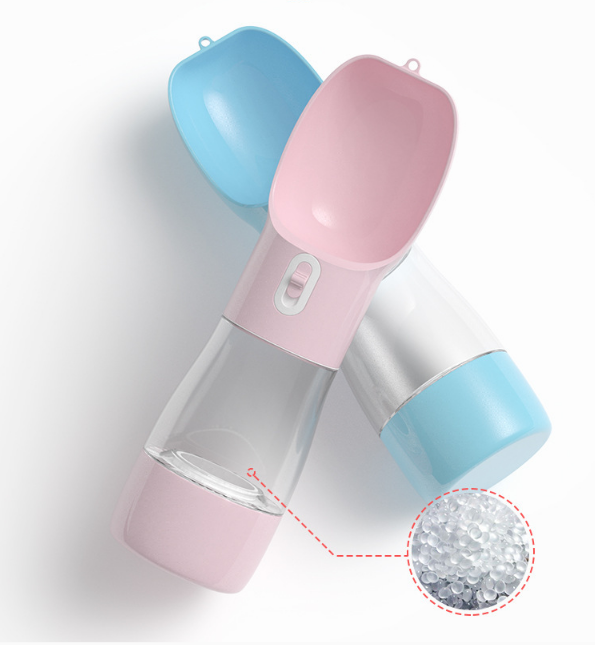 Food Grade Plastic Leak Proof Portable Puppy Dog Water Bottle Dispenser with Drinking Feeder