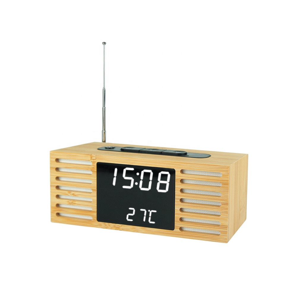 СВЕТОДИОДНЫЕ Деревянные бамбуковые часы с радио FM