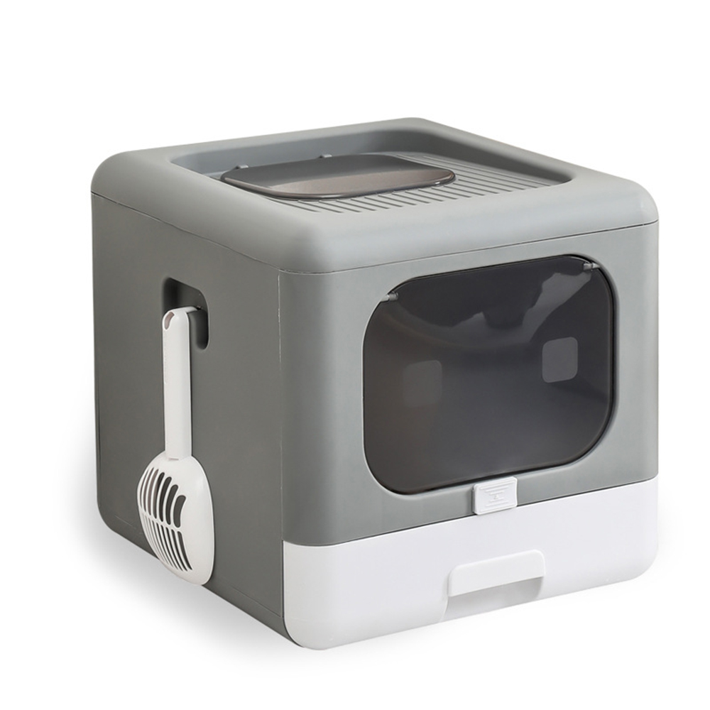 Ikitchen Wholesale sifting cat litter box full enclosed pet cleaning cat toilet box folding cat litter box enclosure