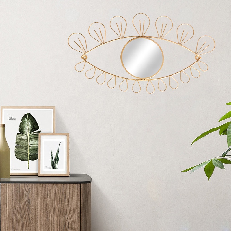 Decorative Metal Eye Shape Wall Fashion Mirror Living Room