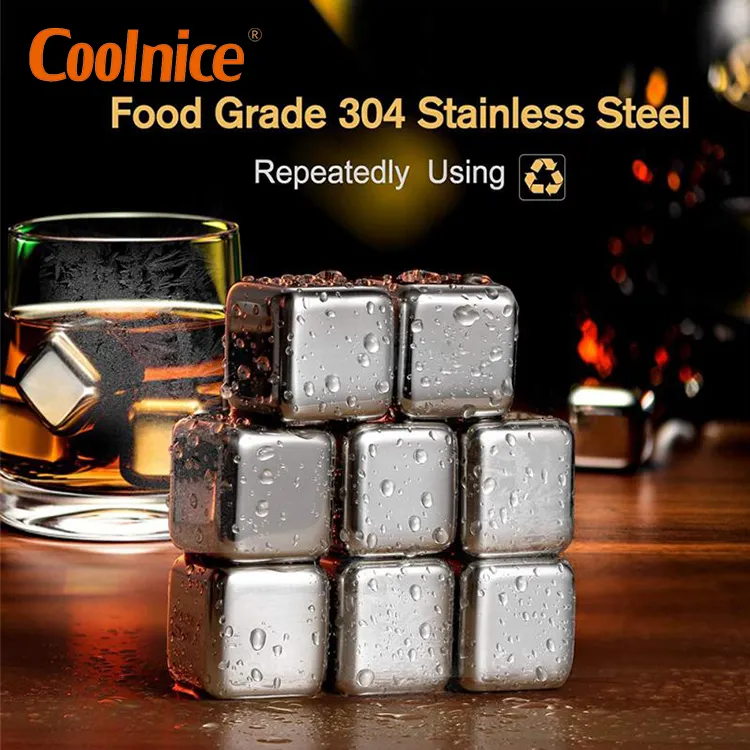 304 stainless steel frozen Ice cubes Metal Ice tartar Creative Wine Gift Set Whiskey Ice Cubes