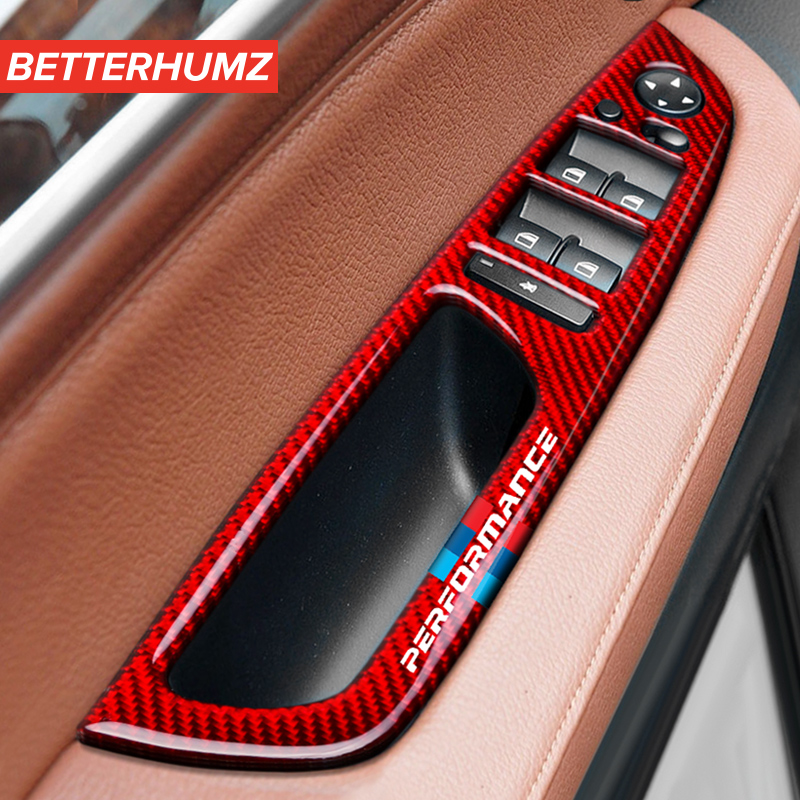 Car Interior Decoration Carbon Fiber Auto Parts Window Control Switch Buttons Frame Car Stickers For BMW E70 E71 X5 X6 2009-2013