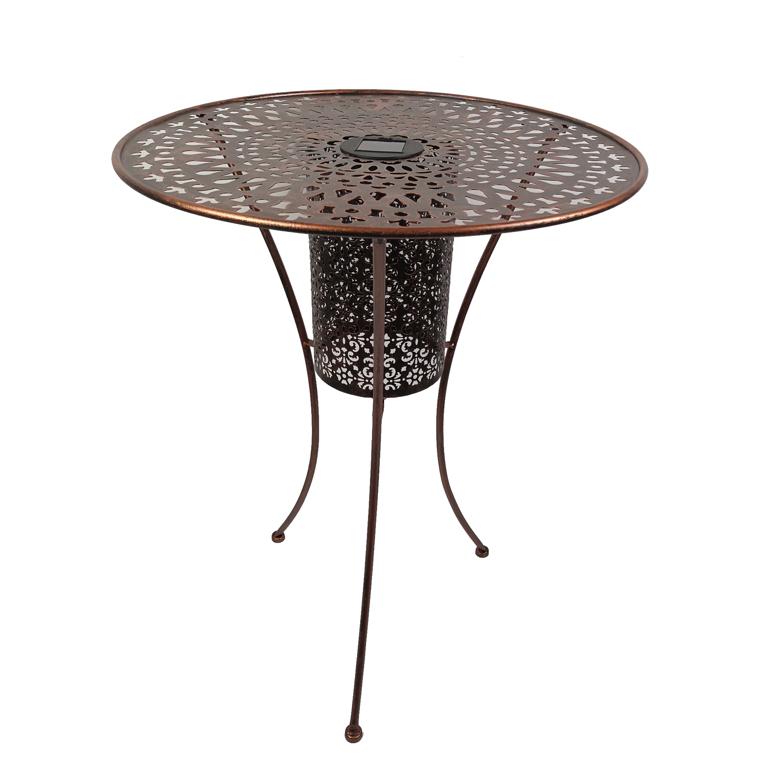 Ourdoor Garden Table with solar light Iron metal furniture 3 legs