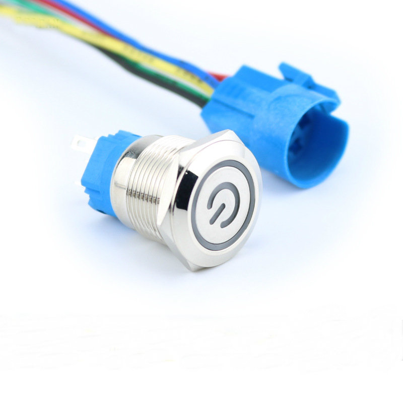 19mm light led waterproof metal switches button push button switch