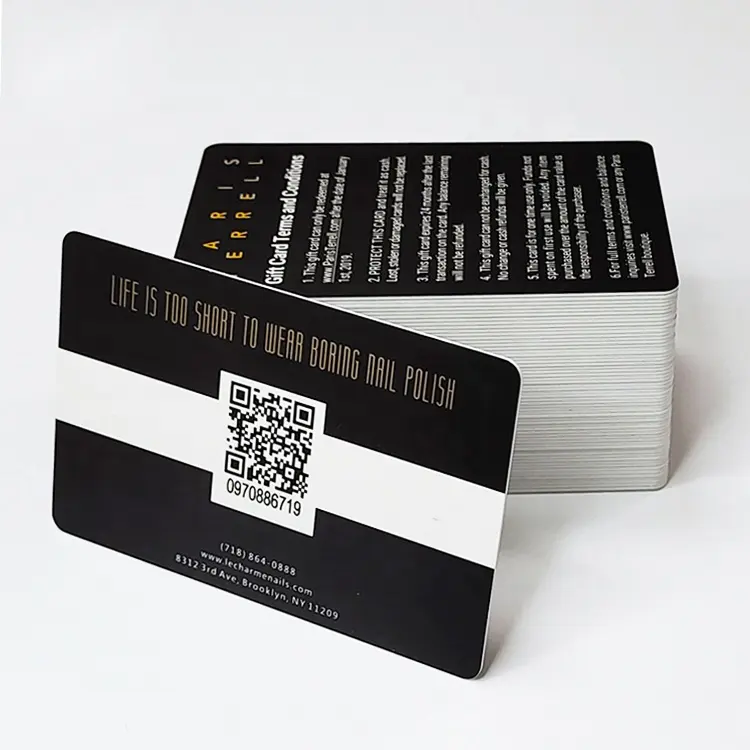 Full Color Print Custom Black Pvc Plastic Logo Membership Loyalty Qr Code Barcode Card