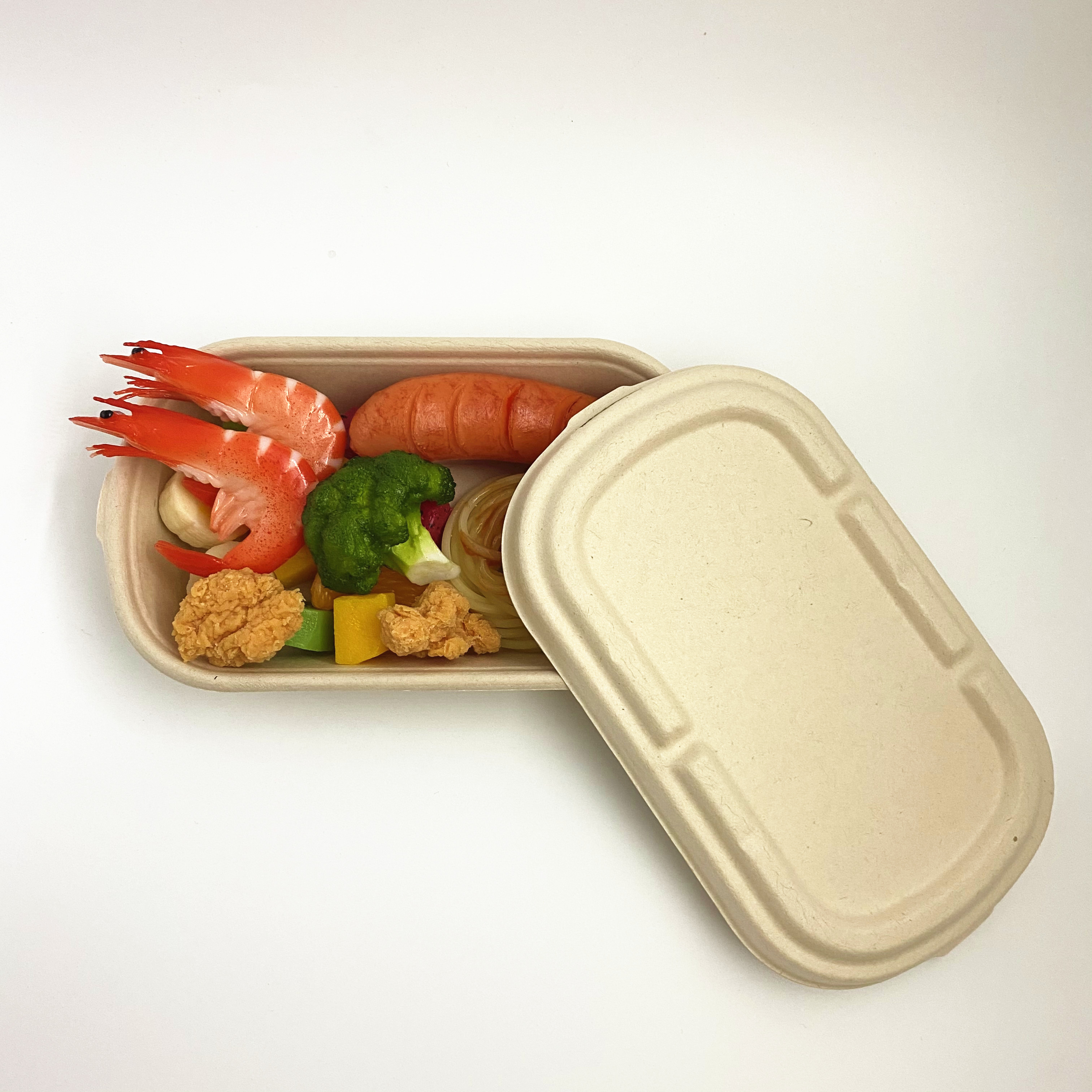 500ml Biodegradable Disposable Bagasse Box Custom Burger Box For Restaurant