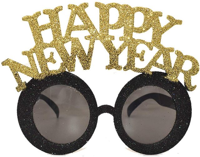 Happy New Year Glasses Photo booth props New year Eyeglasses home decoration family Adult and Kids Universal