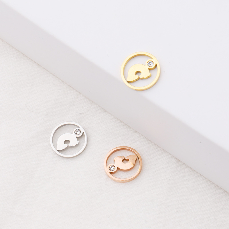 New Wholesale Stainless Steel Accessories Diy Ring Hollowed-out Cloud Belt Drill Pendant