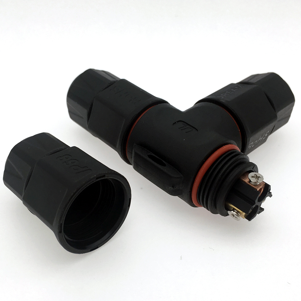 Hot Selling IP68 3Pin T Shape LED Power Cable Splitter Waterproof Landscape Connector