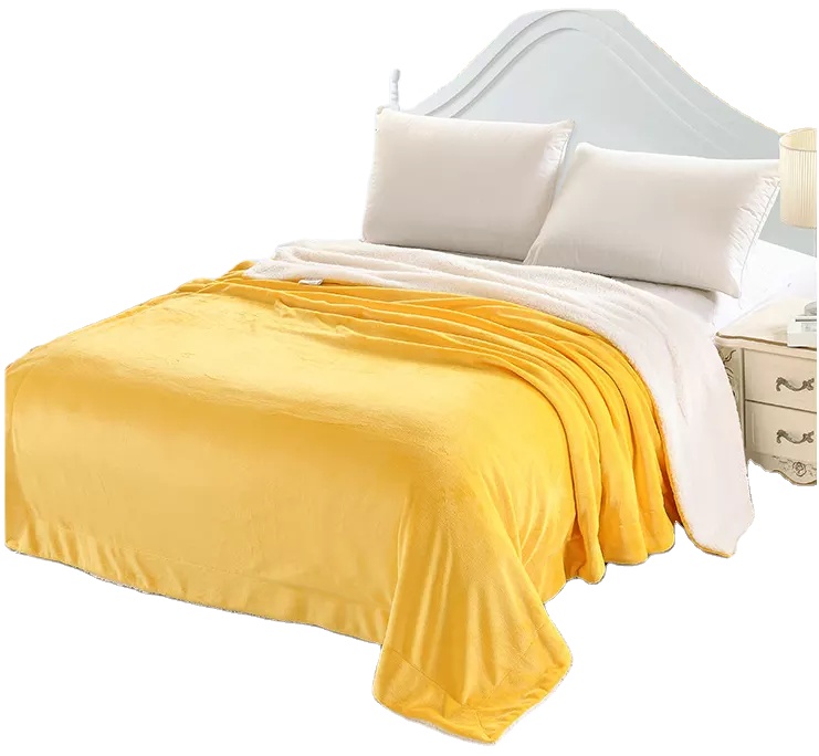 Customized Soft Luxury Thick Couch Throw Cozy Warm Solid Color Weighted Mink Sherpa Flannel Fleece Blanket for Adults