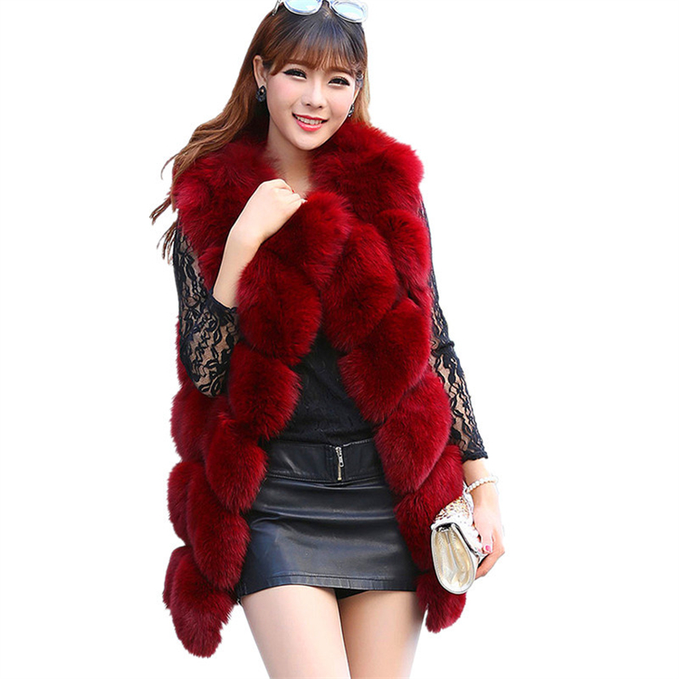 Factory direct sale vest high quality plus size faux fur vest for ladies
