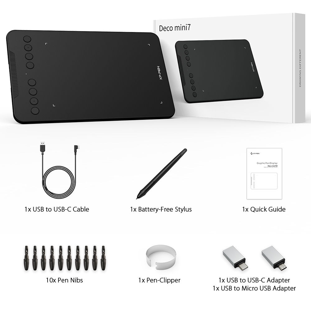 Профессиональный графический планшет XP Pen Deco mini7, цифровой планшет для рисования