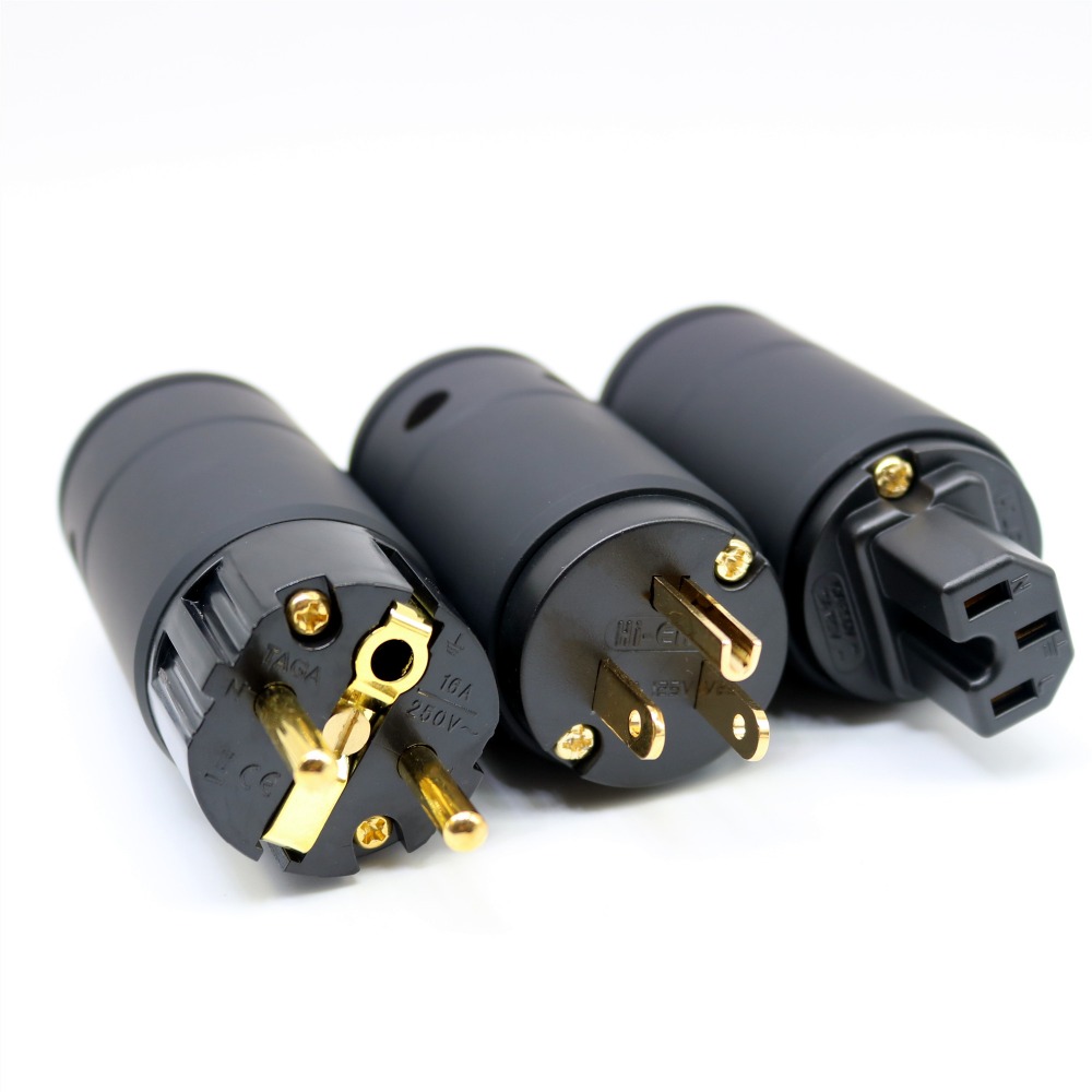 OEM ODM HIFI AU US EU European IEC Female Male AC Power Plug YIVO XSSH Audio Video Red Pure Copper Plated Gold Power Connector