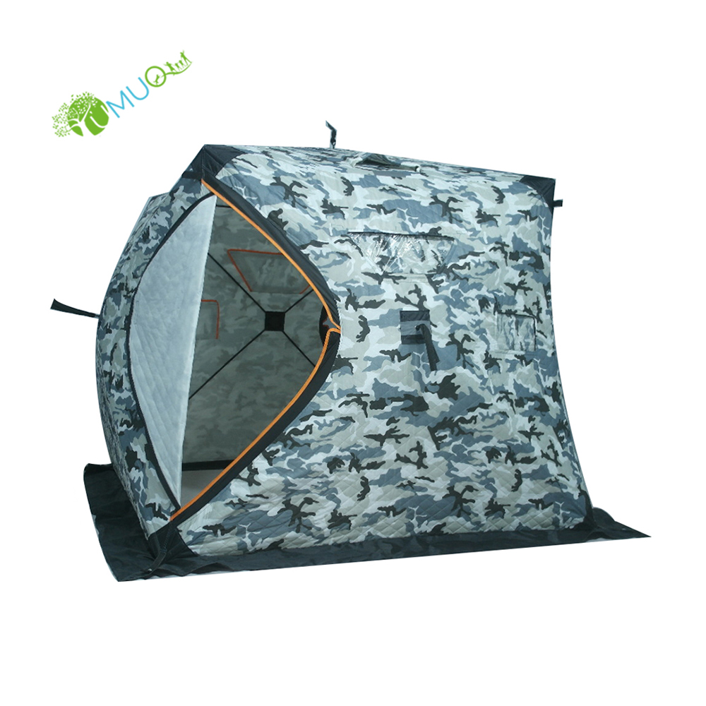 YumuQ Quilted Insulated 3-4 Person Pop Up Ice Fishing Shelter, Waterproof and Windproof Quick Winter Ice Fishing Tent