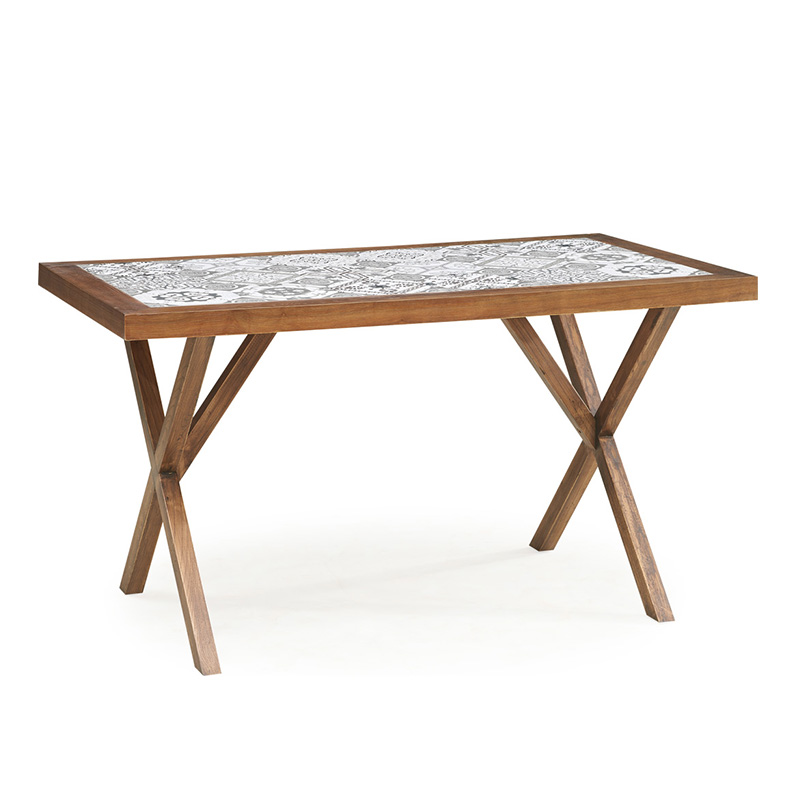 Retro Style Tables For Restaurants Bar Restaurant Solid Wood Edge Tile Tabletop Restaurant Dining Tables Retro Table