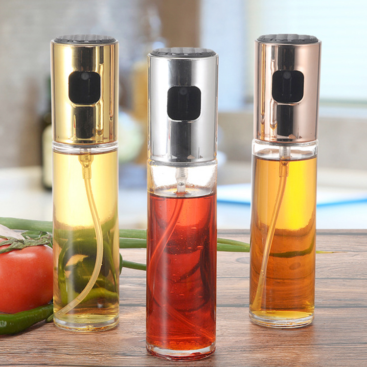 Multifunctional Food Grade Transparent Glass Oil Sprayer Pressure Nozzle Wide Spray Uniform Mist Sauce Oil Vinegar Spray Bottle