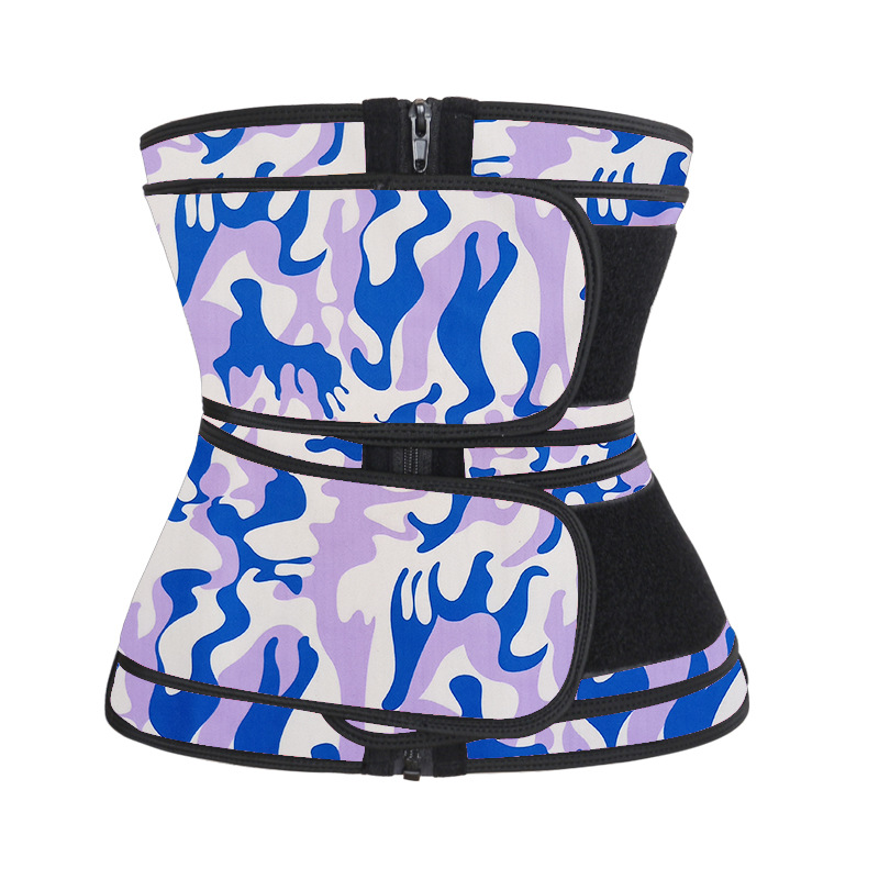 Luxsun Quality Fashion Product Women Double Belt Latex Camouflage Waist Trainer With Zipper