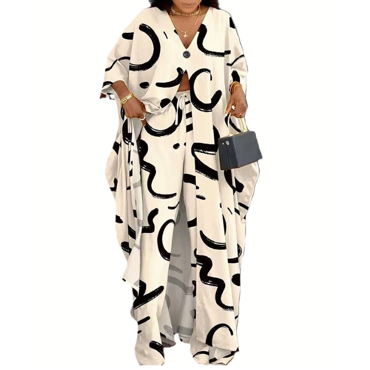 6 Color Plus Size Women's Clothing 2023 New Women's Clothing Loose Lounge Wear Printing Women's Outfits