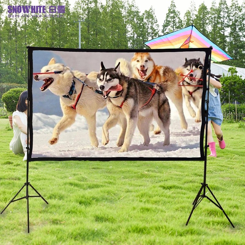 SNOWHITE 100 inch portable simple folding screen outdoor projector and screen combo home theater projection screen factory