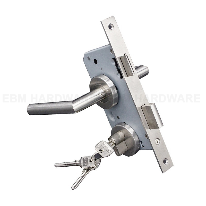 Fire Rated Hotel Wooden Outdoor Security Door Mortise Lock Set with Lock Cylinder and door handle lock