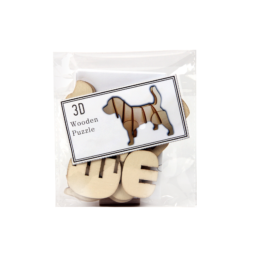Small animal horse dog shaped DIY 3d wood wooden puzzle