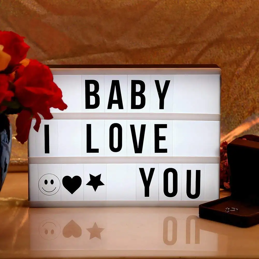 Cinema Light Box Super Perfect DIY LED Cinematic Light Up Box with Decorative 90 Letters Numbers Symbols for Festival