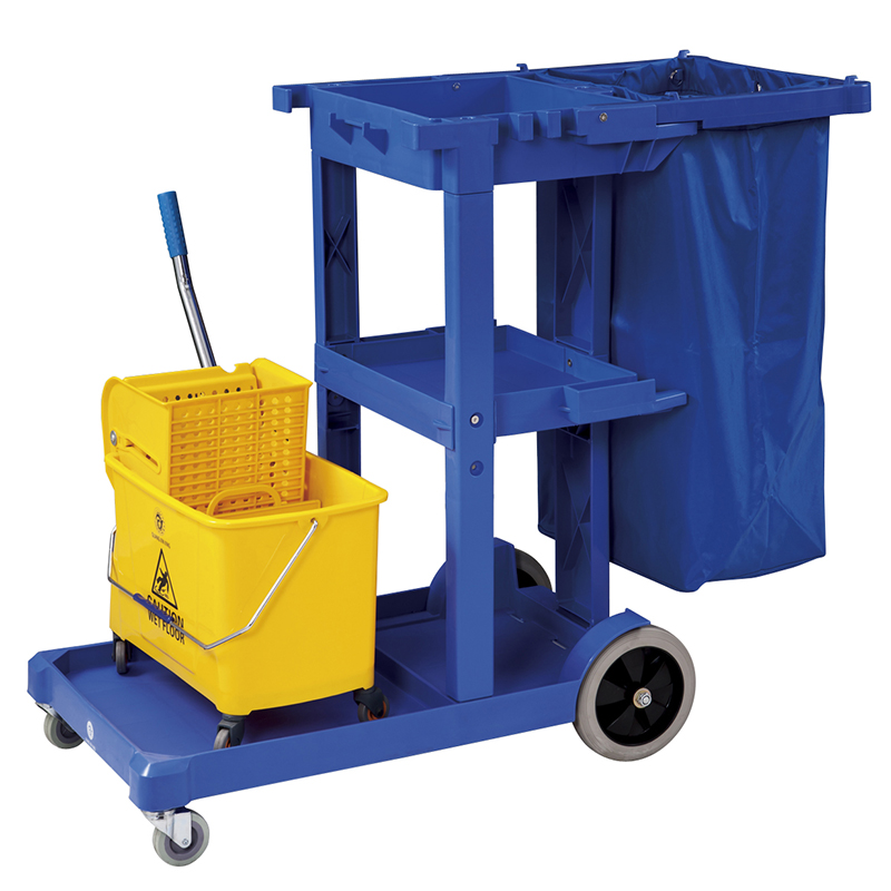 Hotel commercial cleaning equipment plastic trolley janitorial cart without cover