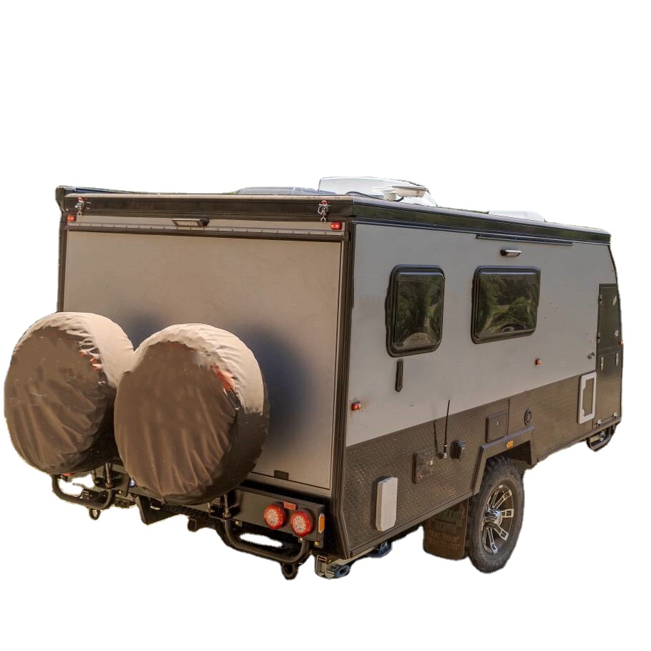 13ft Off Road Small Camper Trailer Pop Top Caravan with slide out kitchen
