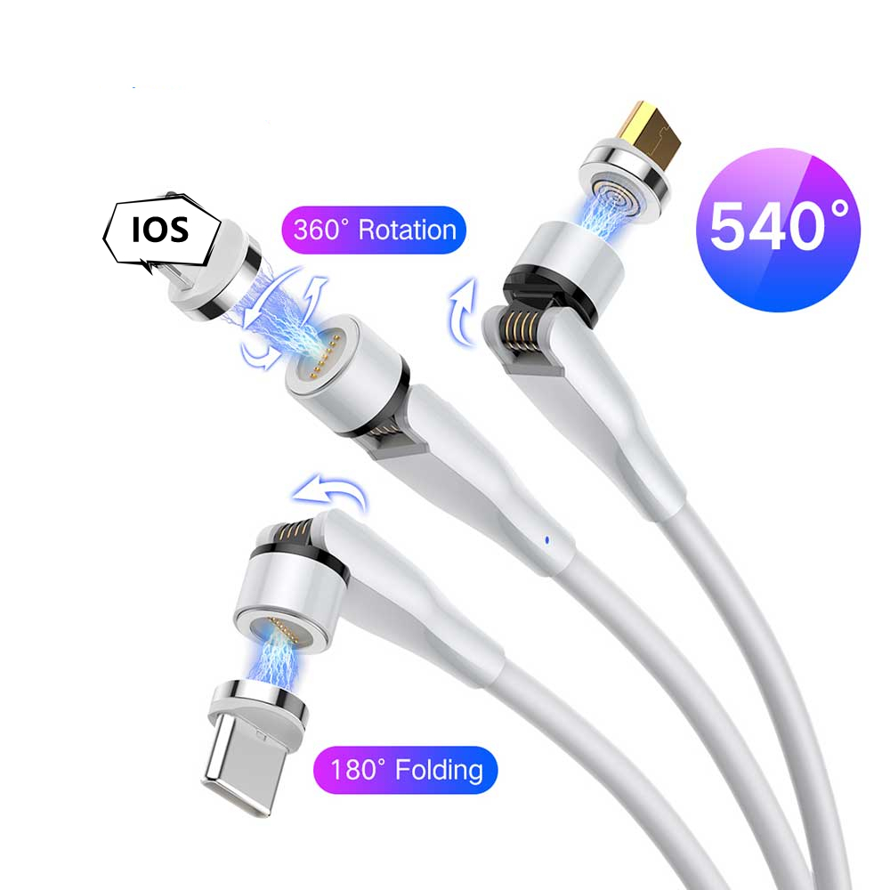 Заводская цена oem Пользовательский логотип мобильный телефон 3 в 1 Type C Micro USB Lighting 540 магнитные кабели Магнитный кабель для быстрой зарядки и передачи данных