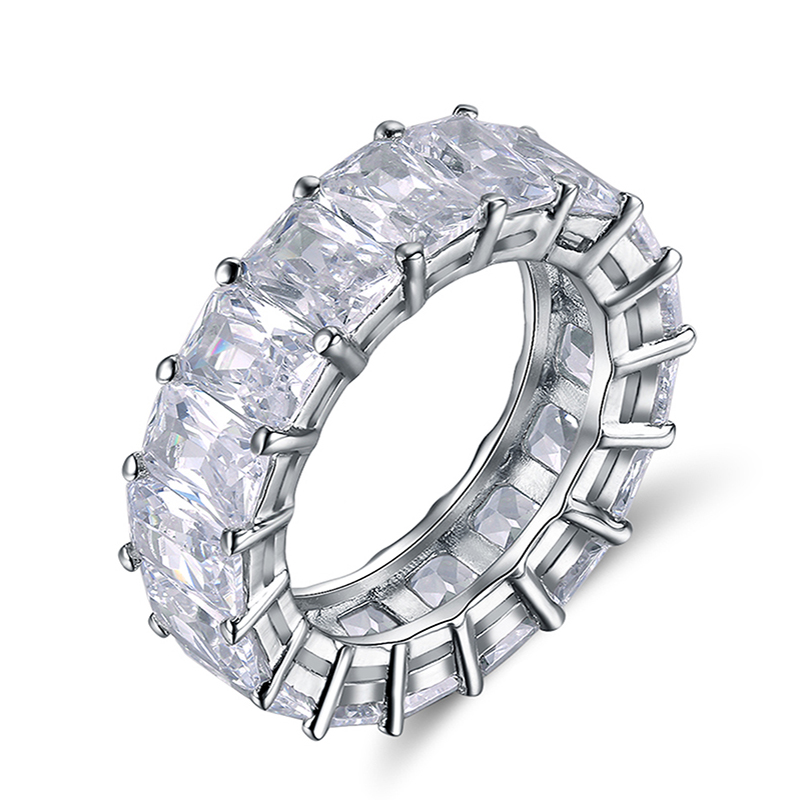 RINNTIN SR168 модные банда де anillo женские ювелирные изделия стерлингового серебра 925 багет кубический цирконий бриллиант обручальное кольцо