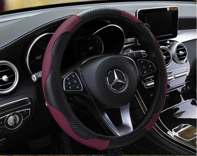 2020 Car Interior Accessories Steering Wheel Cover Customized Genuine Leather Black Gray carbon fiber sports style