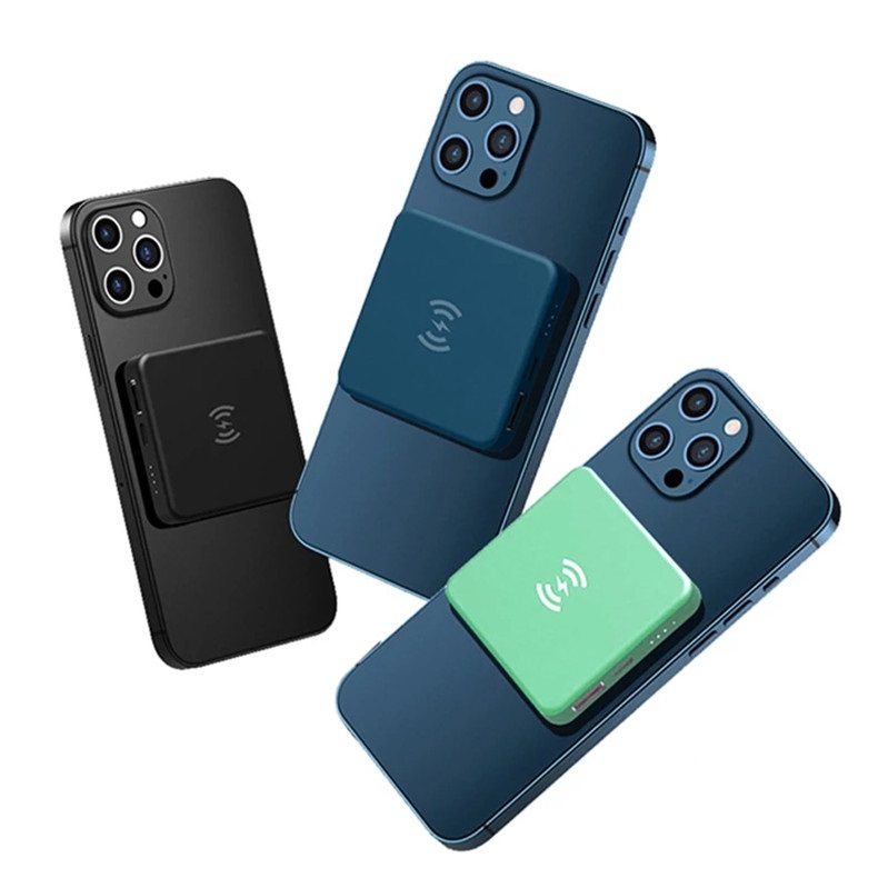 Магнитный Qi беспроводной портативный 5000 мАч аккумулятор Power Bank длятелефона 12, Дополнительный внешний аккумулятор, зарядное устройство