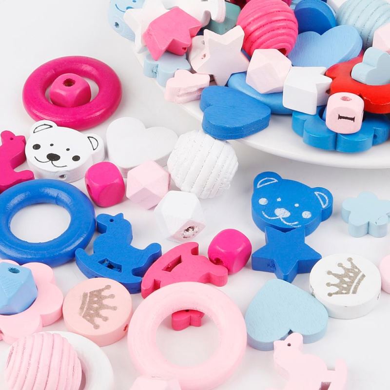 Mixed Color DIY Thread Beehive Wooden Beads For Jewelry Making Crafts Kids Toys Teething Spacer Beading Beads Multi-Pattern