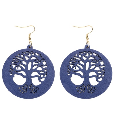 The 2020 Hot Selling Round Tree Of Life Drop Earring Multi Color Hollow Wooden Life Tree Pendant Earring