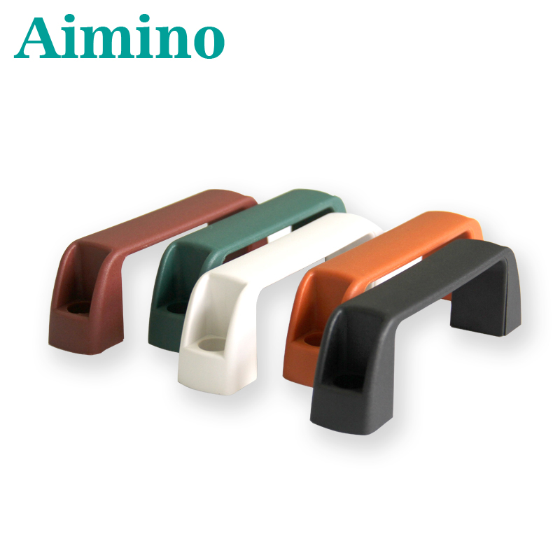 AIMINO ABS U-образные квадратные промышленные пластиковые нейлоновые черно-белые многоцветные дверные и оконные ручки с прорезями для отверстий