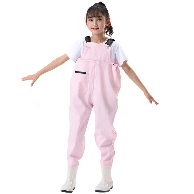 Factory PVC Knitted breathable Fishing Waders Waterproof Youth Wader Boots Light Weight Chest Children Waders For Kids