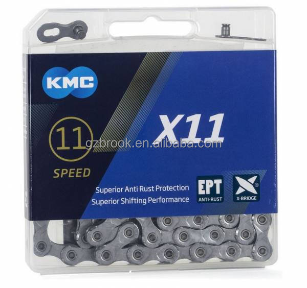 Велосипедная цепь KMC X11 EPT 11S 11/128 дюйма 118 звеньев, серебряная цепь для горного велосипеда