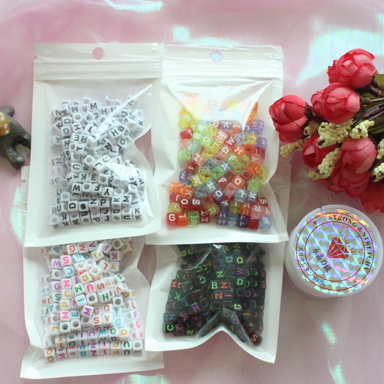 Custom Acrylic Letter Beads Wholesale 6 Colors Alphabet Letter Beads Kit For Bracelet Making