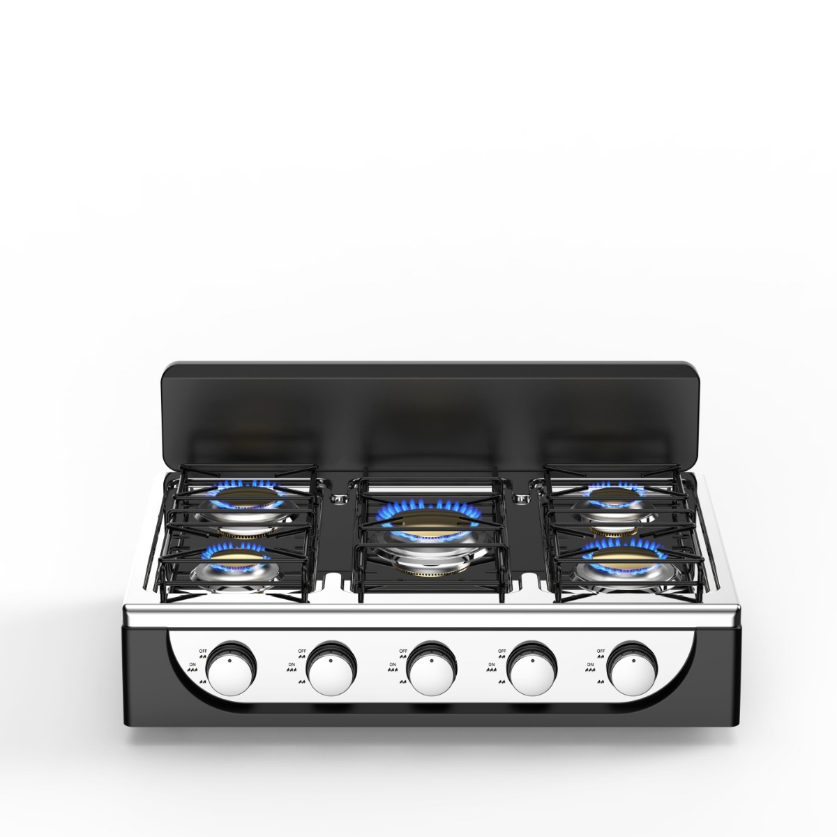 Advanced Combination Stainless Steel Top Plate 5 Burner Wok Burner Built-In Gas Stove