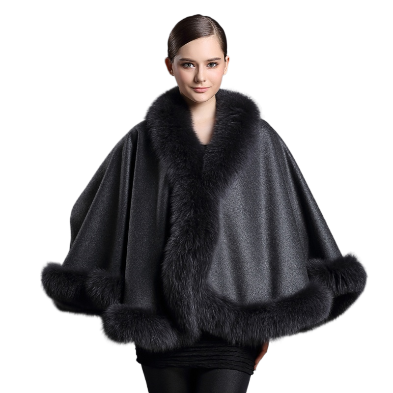 Genuine Cashmere Shawls Fox Fur Female Free Size Fashion Real Fur Ponchos Women's Capes Luxury Brand Winter Shawls and Scarves