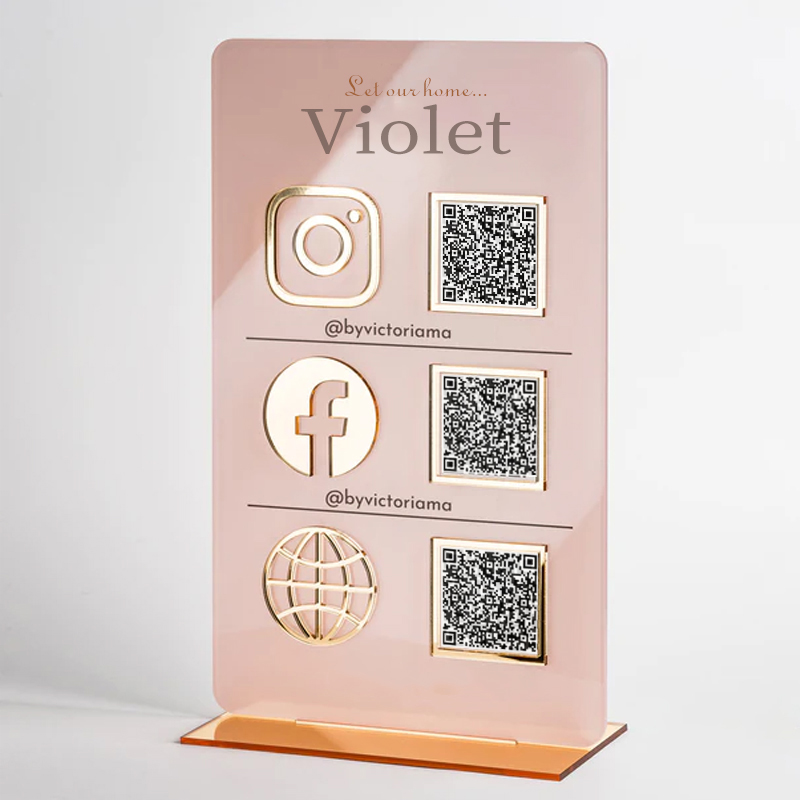 Пользовательский настольный веб-сайт с логотипом, настольный Qr-код, пластина, знаки в социальных сетях, сканирование для оплаты акриловых знаков