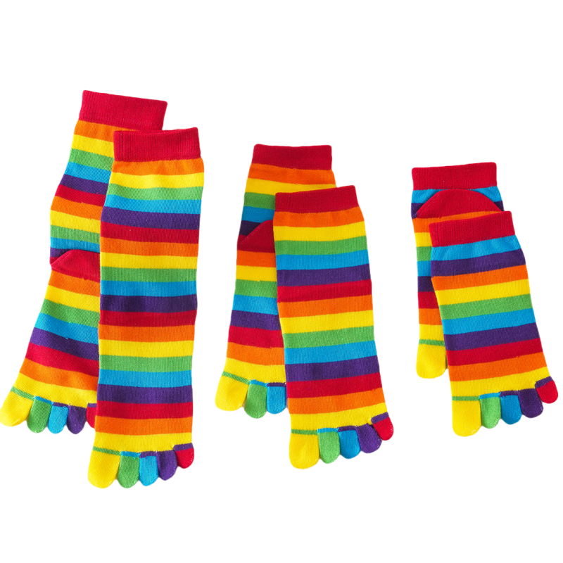 Factory direct selling women five finger socks four seasons color striped cotton socks