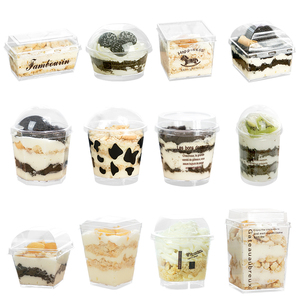 Eco-friendly pudding cup mousse cups dessert disposable hard plastic cup with lid transparent thickened