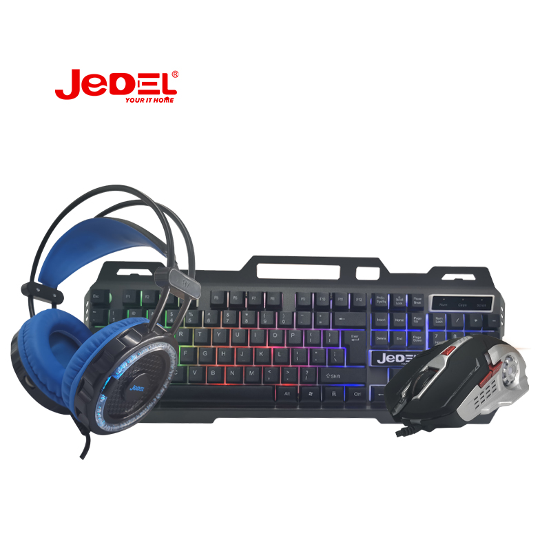 Jedel 3 in 1 Computer Gaming Combo Keyboard Mouse and Headset Mechanical keyboard LED Lighting Mode adjustable headphone for gam