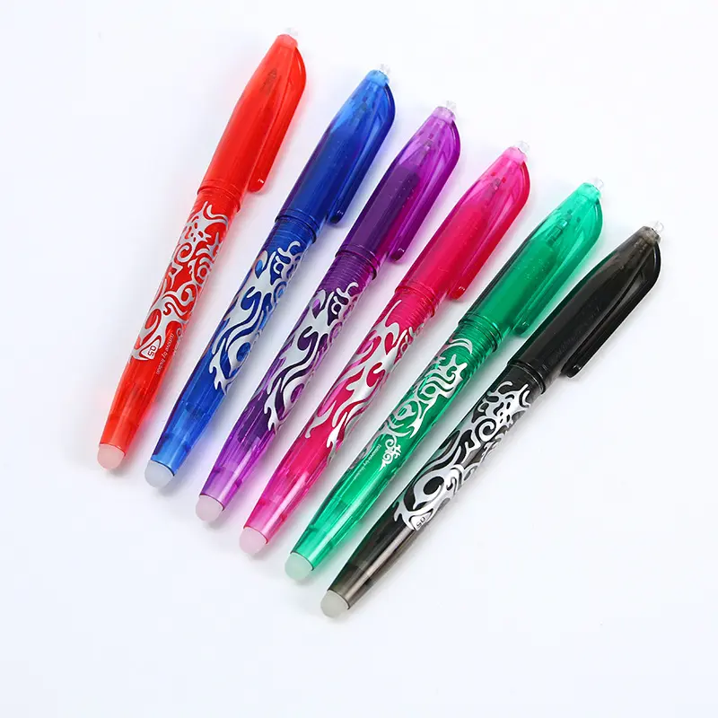 Colorful plastic gel ink pen with eraser 0.5mm refill erasable gel pen for promotional