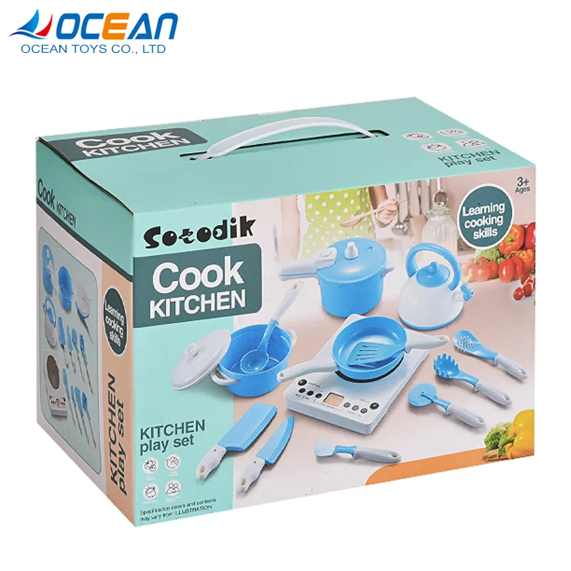 Portable Cooking Toys Modern Kitchen Play Set For Kids To Cook Food